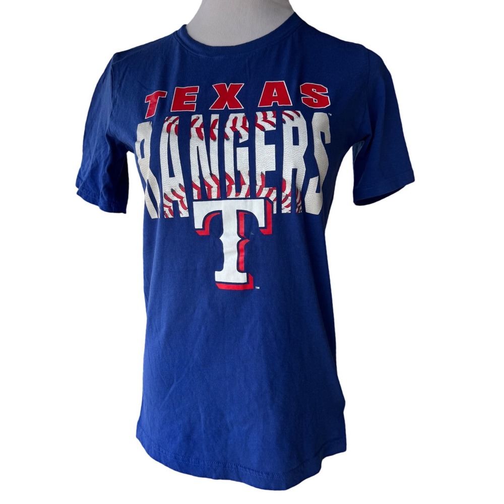 MLB Texas Rangers T-Shirt‎ Girls XL 14/16 Blue Graphic Tee Short Sleeve Cotton